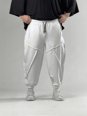 Cocopelli Dikiş Detaylı Beyaz Erkek Jogger Pantolon COC3106