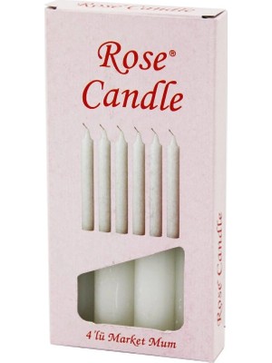 TKÇ 4pcs - Kalın   Çap=2cm - UZUNLUK=15CM     Beyaz Klasik  Market Mum