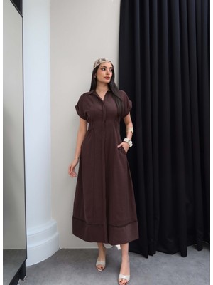 Esra Helvacı Bel Lastikli Gömlek Elbise