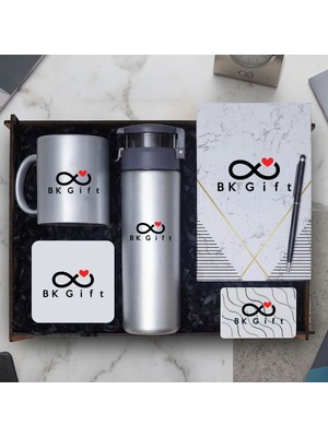 BK Gift Bk Kurumsal Promosyon 10 Adet Ahşap Kutu Hediye Seti – Kupa, Matara, Defter, Kalem