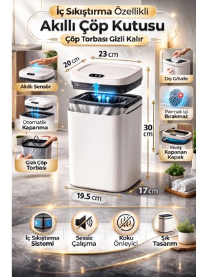 Eco Lounge Sensörlü Çöp Kovası Otomatik Kapak Temassız