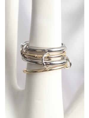 Marsilyan Pirinç Mix Renk 4'lü Model Kadın Yüzük