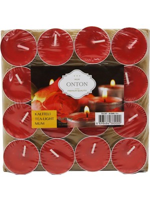 TKÇ 16 Parça  Kırmızı Tea Light Yuvarlak Mum