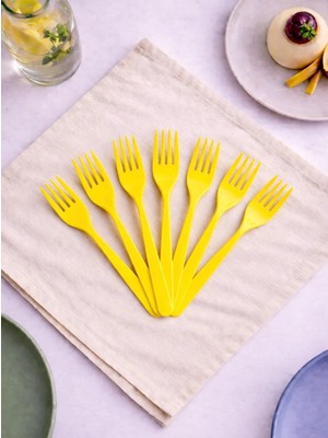 Parti Adresi Plastik Çatal Sarı 25'li
