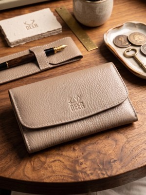 Deer Deri Temple Model Hakiki Deri Kadın Cüzdan