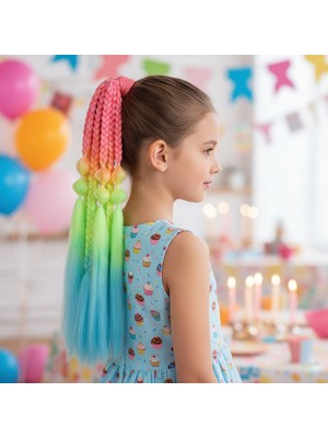 Bn Düz Salaş Örgülü Simli Lastikli At Kuyruğu / ACM05