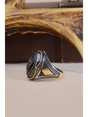 INNUENDO JEWELRY 925 Ayar Gümüş Hz. Süleyman Mührü Desenli Erkek Yüzük