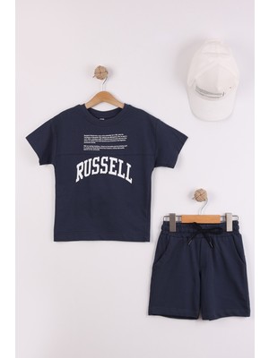 Joy Kids Erkek Çocuk Şapka Hediyeli %100 Pamuk Baskılı Takım (3-6yaş) (Antrasit)