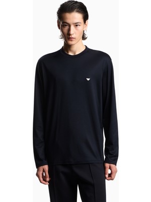 Emporio Armani Erkek Slim Fit Bisiklet Yakalı Uzun Kollu Lacivert Sweatshirt EM004591 AF13747-UB118