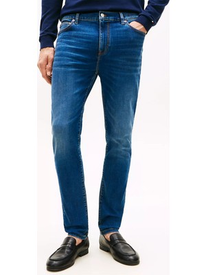 Tommy Hilfiger Erkek Dar Kesim Düz Paçalı Esnek Pamuklu Denim Mavi Jeans MW0MW43142-1BU