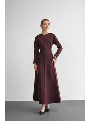 Molly Nelly Kadın Kemer Detaylı Skuba Tasarım Elbise