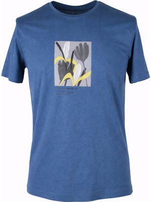 Trender 26Y595000006 Indigo Erkek T-Shirt Random O Yaka Baskılı