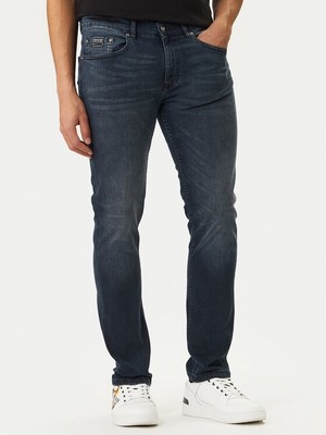 Versace Erkek Normal Bel Düz Paça Pamuklu Denim Lacivert Jeans 80GAB5S0 CDWAB-906