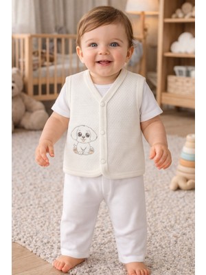 Babyshez %100 Organik Pamuklu Yenidoğan Kız Erkek Bebek Yelek Mevsimlik 3-6 6-9 9-12 Ay