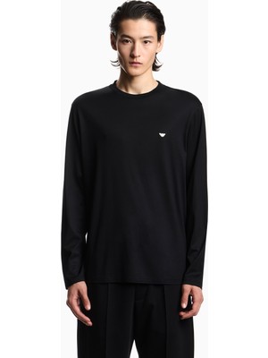 Emporio Armani Erkek Slim Fit Bisiklet Yakalı Uzun Kollu Siyah Sweatshirt EM004591 AF13747-UC001