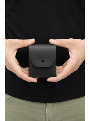 Hky Hakiki Deri Isme Özel Çıtçıtlı Erkek Cüzdan | Minimal Kartlık ve Nakit Bölmeli Tasarım