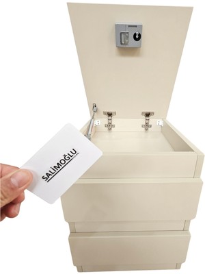 SALİMOĞLU DESIGN Salimoğlu Desıgn Salimoğlu Desıgn Elektronik Kilitli Gizli Bölmeli Komodin | Kartlı Güvenlikli Modern Şifonyer