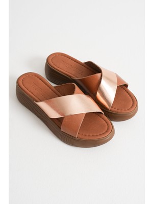 Zerenyus Dallas Premium Günlük Taba Hakiki Deri Kadın Terlik