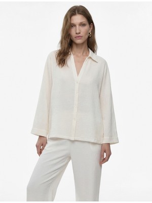 Koton Pamuklu Geniş Uzun Kollu Düğmeli Müslin Gömlek