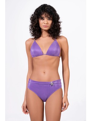 Endeep Kadın Yarım Dolgulu Aksesuarlı Simli Bikini Takımı
