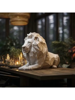 M2S Leo-Polygon – Modern Geometrik Tasarım Aslan Figürü