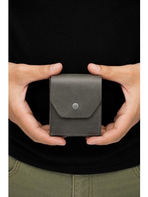 Hky Hakiki Deri Isme Özel Çıtçıtlı Erkek Cüzdan | Minimal Kartlık ve Nakit Bölmeli Tasarım