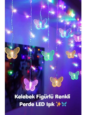 Saravita Kelebek Figürlü Renkli LED Perde Işık USB Dekoratif Oda Aydınlatma Gece Lambası