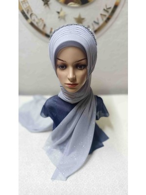Ergül Hazır Duvak Simli Açık Gri Tekli Aksesuarlı Duvak,hazır Duvak,düğün,hazır Şal,hazır Türban,abiye Şal,sünnet,nişan,söz