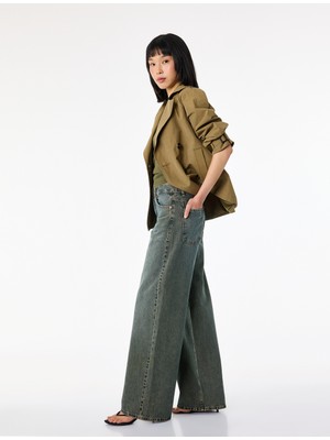 Koton Pamuklu Bol Kalıp Düz Paça Denim Pantolon - Loose Straight Fit Jean