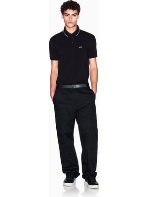 Armani Exchange Erkek Marka Logolu Regular Fit Pamuklu Kısa Kol Siyah Polo Yaka T-Shirt XM001289 AF10363-UC001