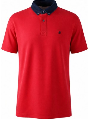 Trender Kot Yaka Kırmızı Erkek Polo Yaka T-Shirt 568