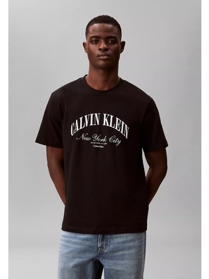 Calvin Klein Erkek Ck Yazı Detay Kısa Kol Bisiklet Yaka Siyah T-Shirt LV04RF820G-UB1