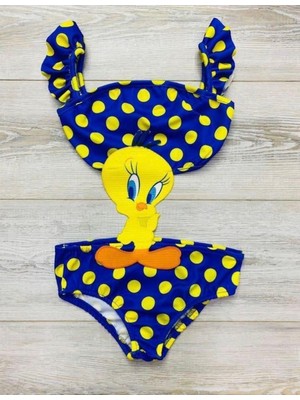 Monsterçocuk - Kız Çocuk Deniz Kızı Bikini Takım Fırfırlı Askılı, Renkli Yazlık Mayo Seti