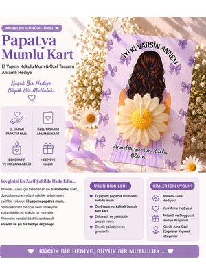 Tişört Kodu Anneler Günü Papatya Mumlu Kart – El Yapımı Kokulu Mum & Özel Tasarım Hediye Kartı