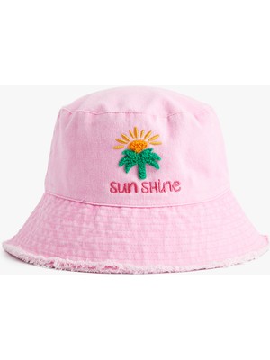 Koton Pamuklu Nakış Detaylı Bucket Şapka
