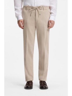 Boss Erkek Pamuklu Regular Fit Normal Bel Daralan Paça Bej Pantolon 50557859-286