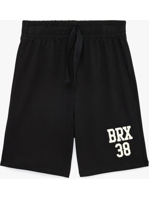 Koton Beli Bağcıklı Baskılı Pamuklu Şort