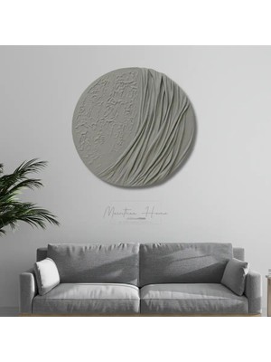 Dokulu Yuvarlak Alçı Tablo Ayın Yansısı | El Yapımı 3D Dekoratif Duvar Tablosu