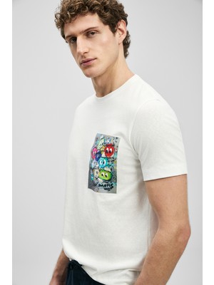 Lufian Charlıe Modern Grafik Tişört Lacivert