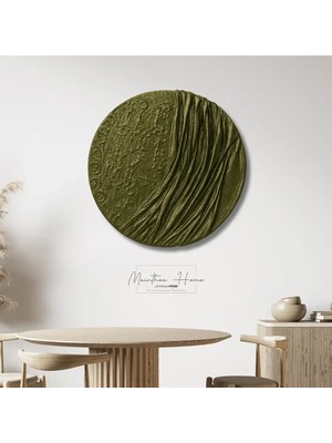 Dokulu Yuvarlak Alçı Tablo Ayın Yansısı | El Yapımı 3D Dekoratif Duvar Tablosu Metalik