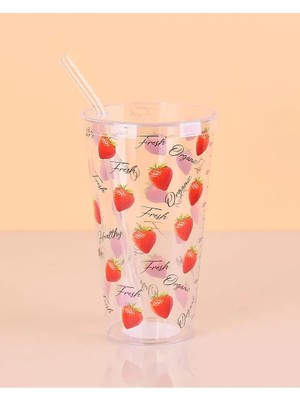 İsmiyle Al Desenli Plastik Pipetli Bardak 16 cm 1 Adet ROYALEKS-ENF-040