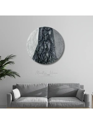 Dokulu Yuvarlak Alçı Tablo Kozmik Kesit | El Yapımı 3D Dekoratif Duvar Tablosu Metalik