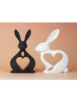 M2S Heart-Bunny – Kalp Detaylı Modern Tasarım Tavşan Figürü