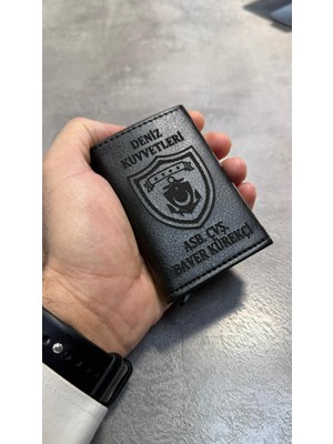 kuyumcudan Deniz Kuvvetleri Rozetli Kişiye Özel Mekanizmalı Kartlık