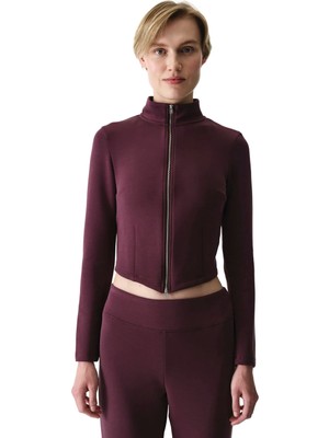 Penti Bordo Fermuarlı Bisiklet Yaka Modal Sweatshirt