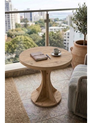 ED Efelez Design Balkon Kahve Masası , Çok Amaçlı Sehpa , Tulip Balkon Sehpası , Atlantik Çam Tabla