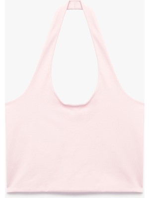 Koton Halter Yaka Kolsuz Pamuklu Crop Bluz