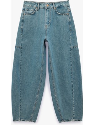 Koton Pamuklu Düğmeli Cepli Rahat Kalıp Balon Denim Pantolon - Balloon Jeans