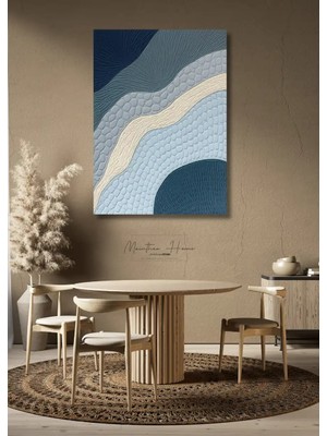 Dokulu Alçı Tablo Monokrom Dalga | El Yapımı 3D Dekoratif Duvar Tablosu