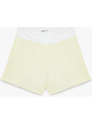 Koton Yüksek Bel Renk Bloklu Rahat Kalıp Mini Spor Şort